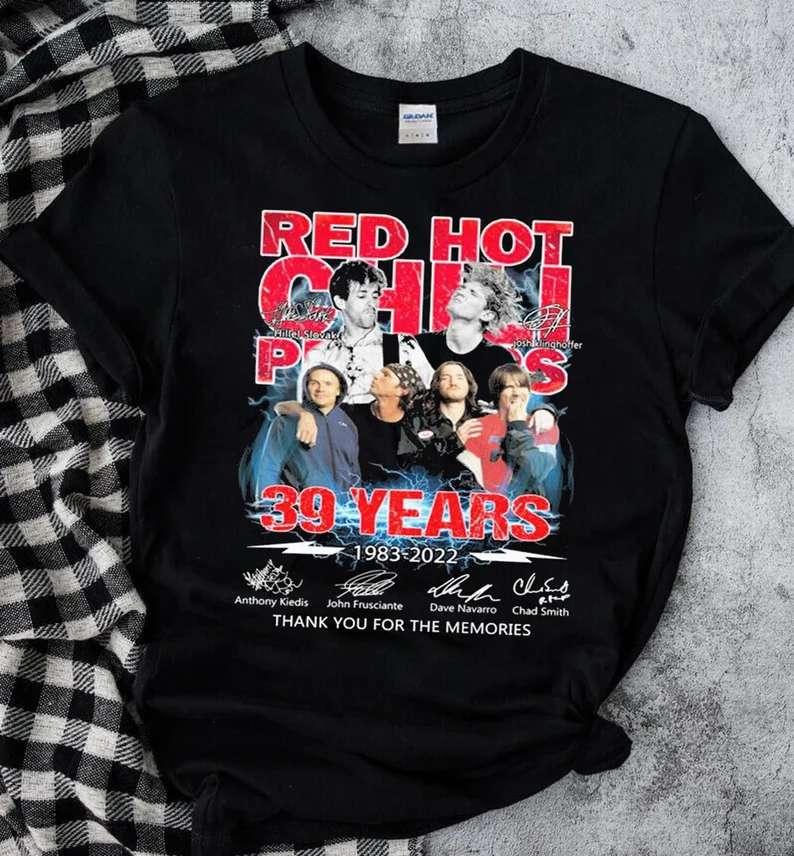Red Hot Chili Peppers 1983-2022 39th Anniversary Thank You for The Memories Signatures T-Shirt Red Hot Chili Peppers 1983-2022 39th Anniversary Thank You for The Memories Signatures T-Shirt