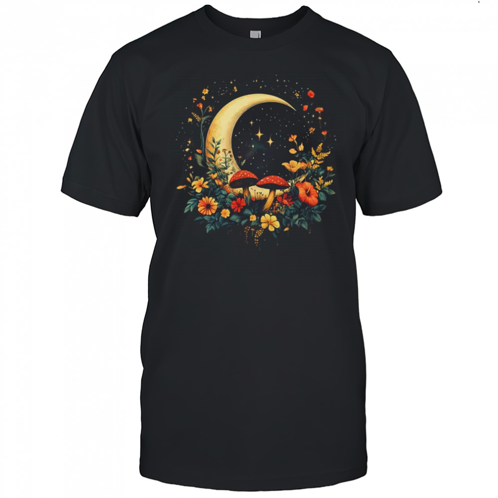 Aesthetic Cottagecore Botanical Moon Mushrooms Gardening shirt