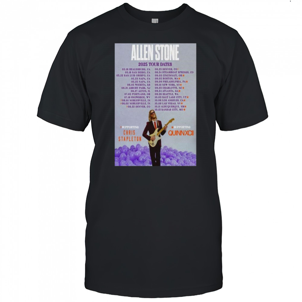 Allen Stone 2025 Tour Dates with Chris Stapleton, Quinn Xcii t-shirt