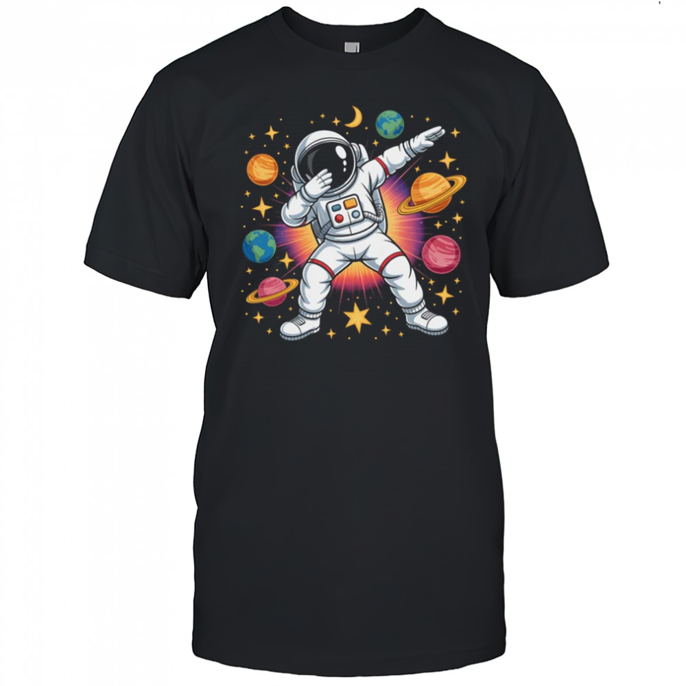 Astronaut Dabbing In Space Cosmic Galaxy Adventure Boy Girls shirt