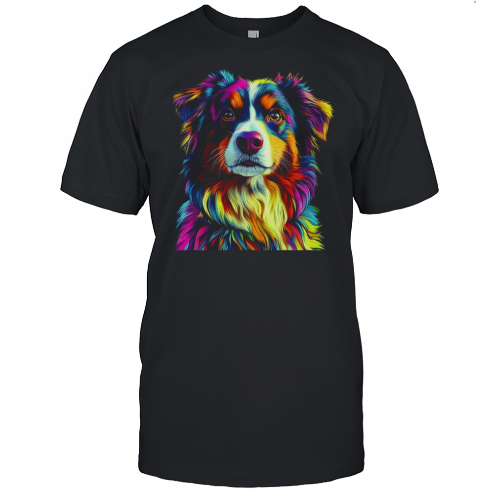 Australian Shepherd Dog Colorful Face Dog Lover Men Women shirt