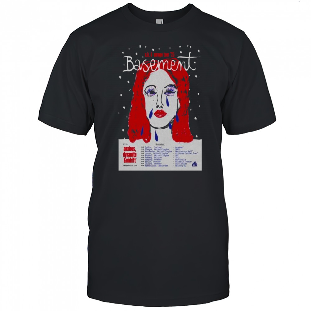 Basement UK & Europe Tour 2025 with Anxious Dynamite & Midriff t-shirt
