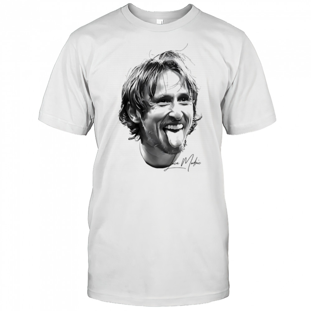 Big Head Luka Modric Real Madrid signature black white shirt