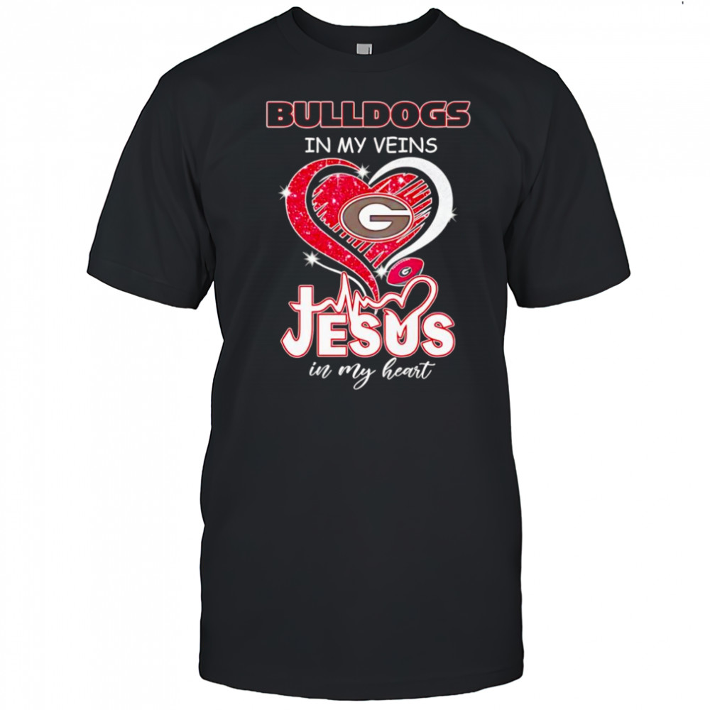 Bulldogs in my veins Jesus in my heart diamond shirt