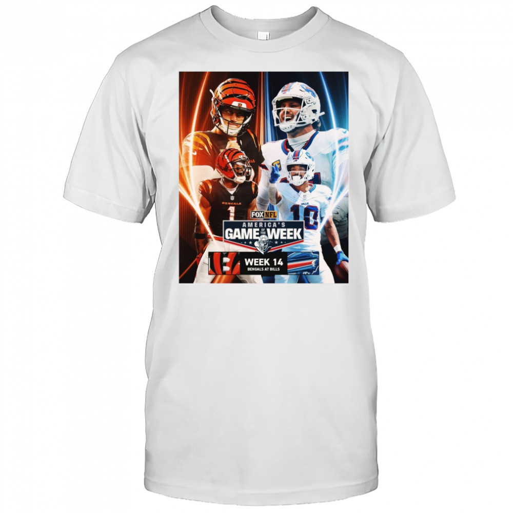 Burrow Cincinnati Bengals Vs Allen Buffalo Bills Game 14 America’s Game of the Week Poster t-shirt