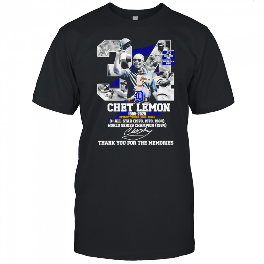 Chef Lemon 1955 2025 Detroit Tigers 1982 1990 thank you for the memories shirt