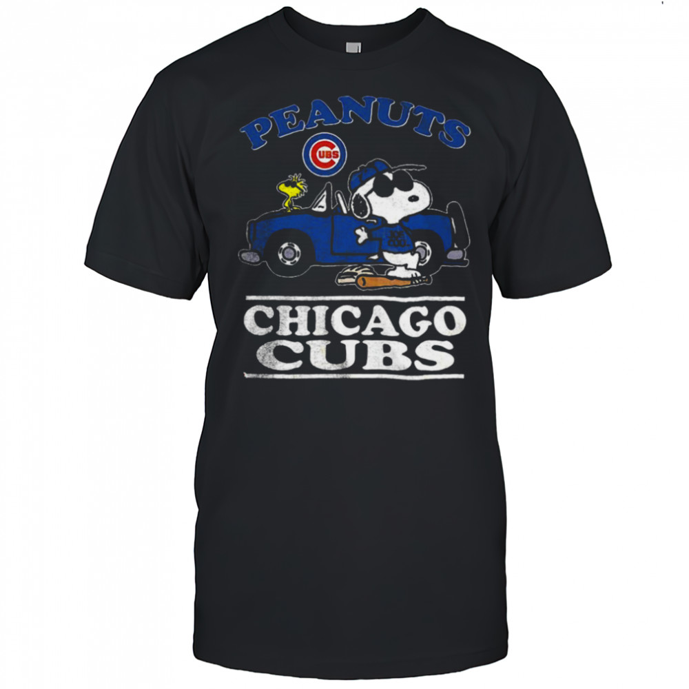 Chicago Cubs Peanuts Snoopy driving car shirt