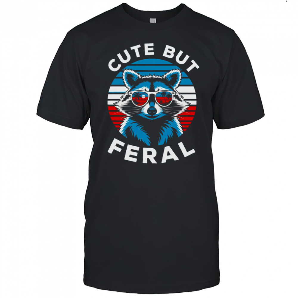 Colorful Racoon With Sunglasses Racoon Funny 4th Of July shirt