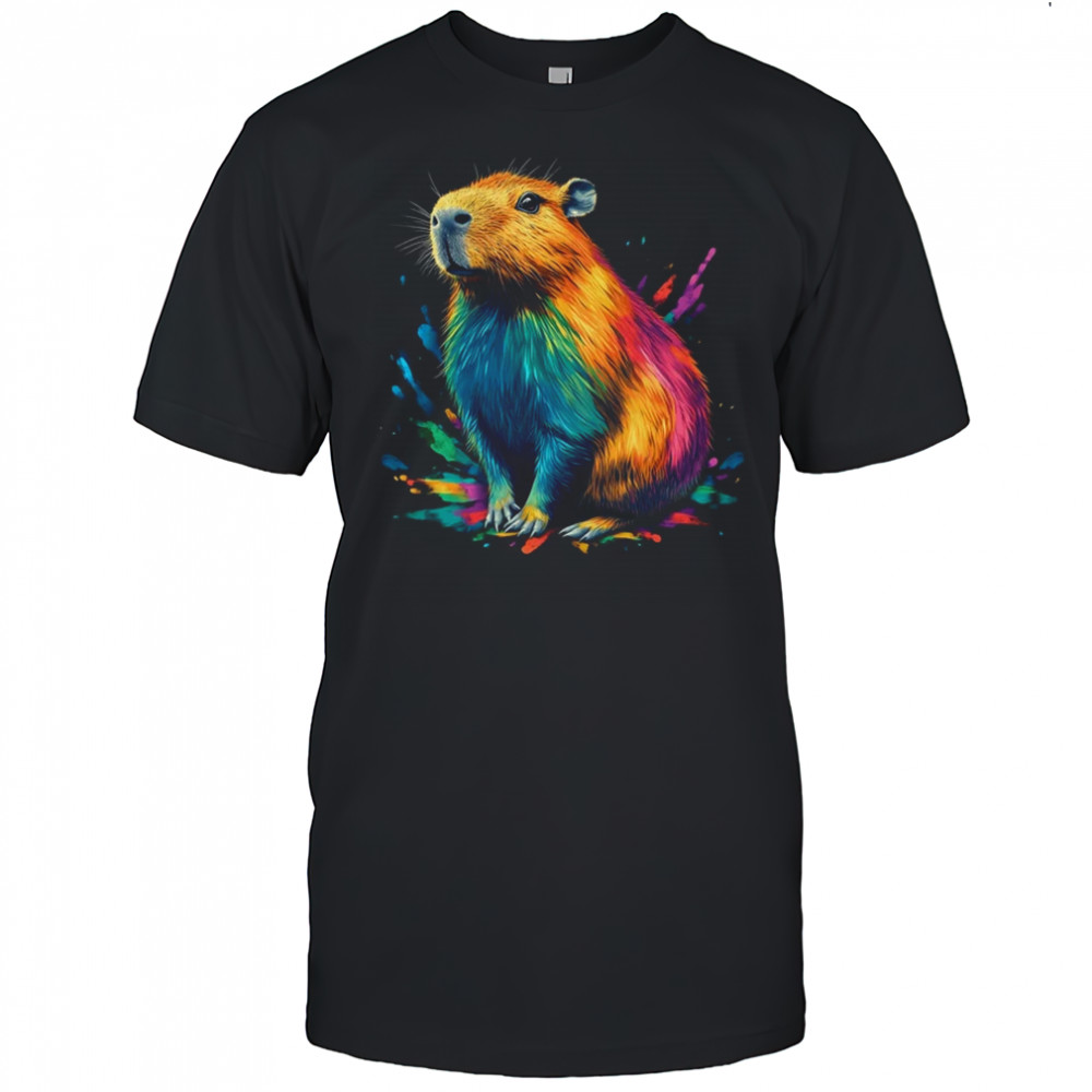 Colorful Watercolor Capybara Art Design For Men Women Kids shirt