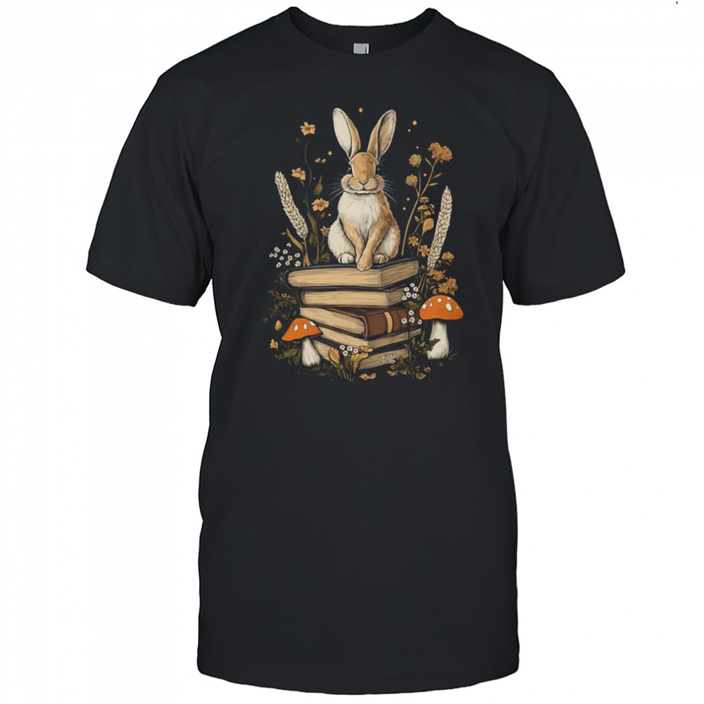 Cottagecore Aesthetic Rabbit Reading Book Lover Women Art shirt