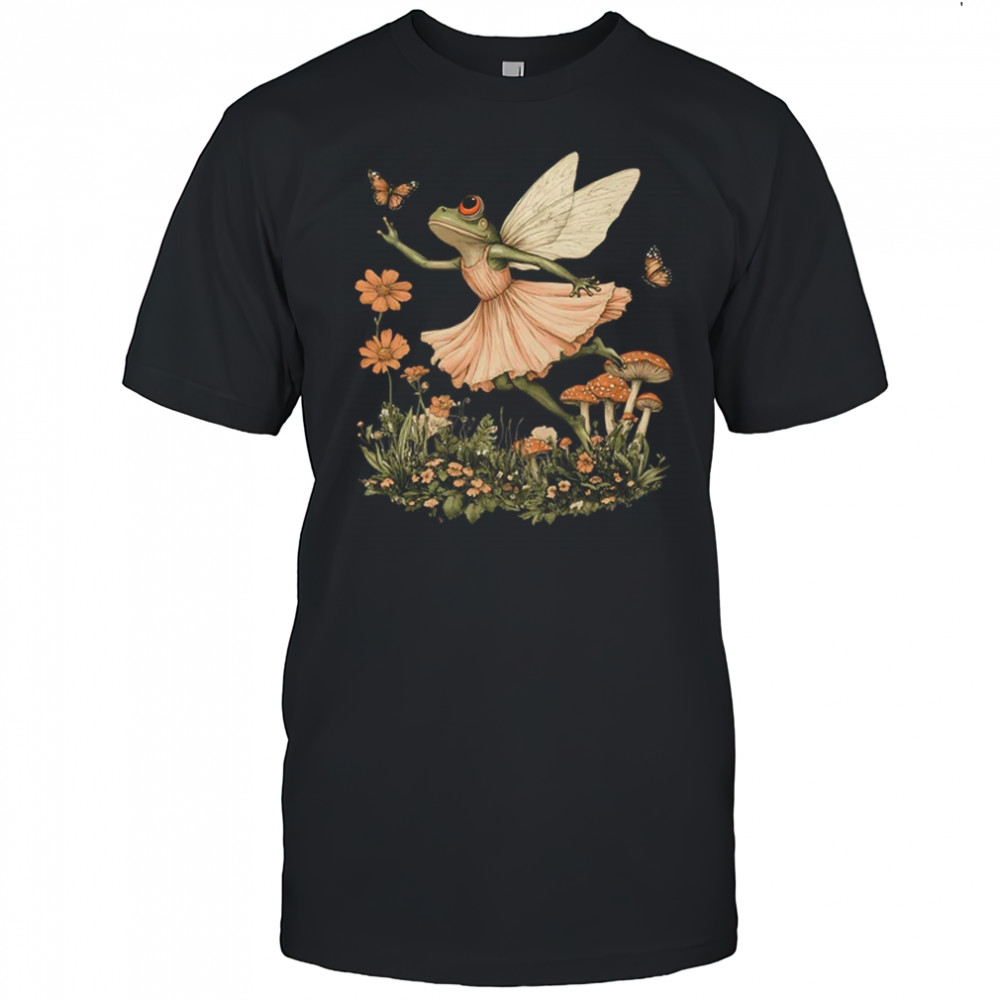 Cottagecore Aesthetic Vintage Fairy Frog Dancing Women Girls shirt
