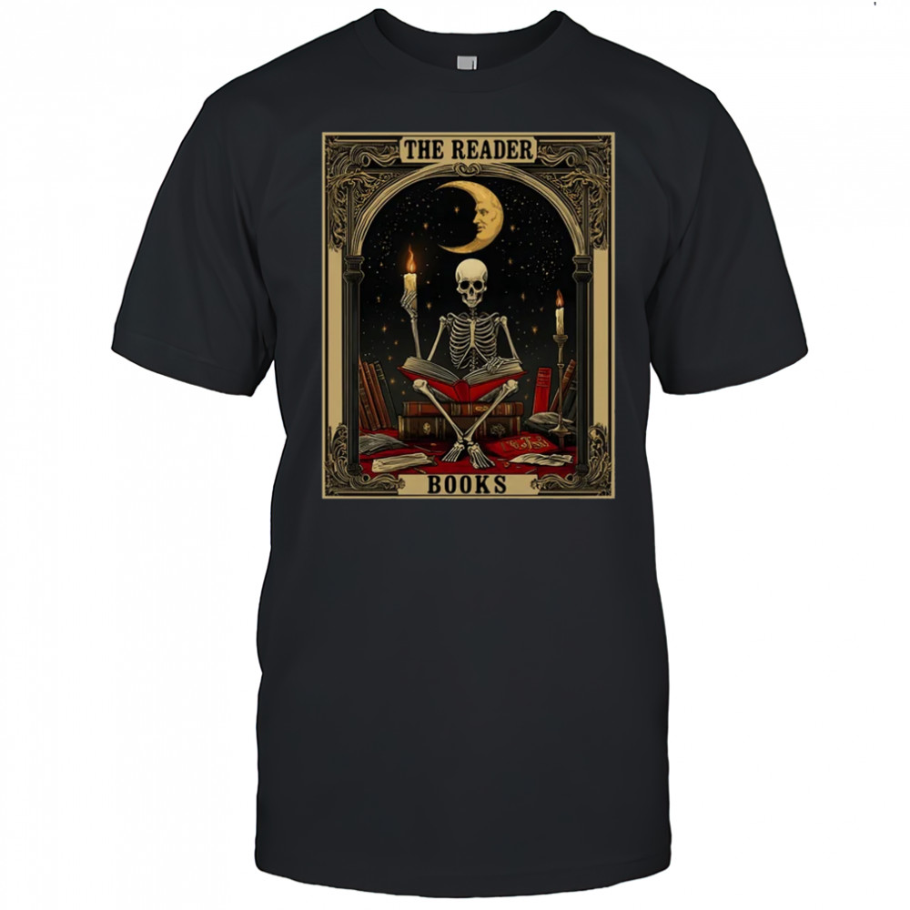 Cottagecore Skeleton Aesthetic Tarot Card The Reader Graphic shirt