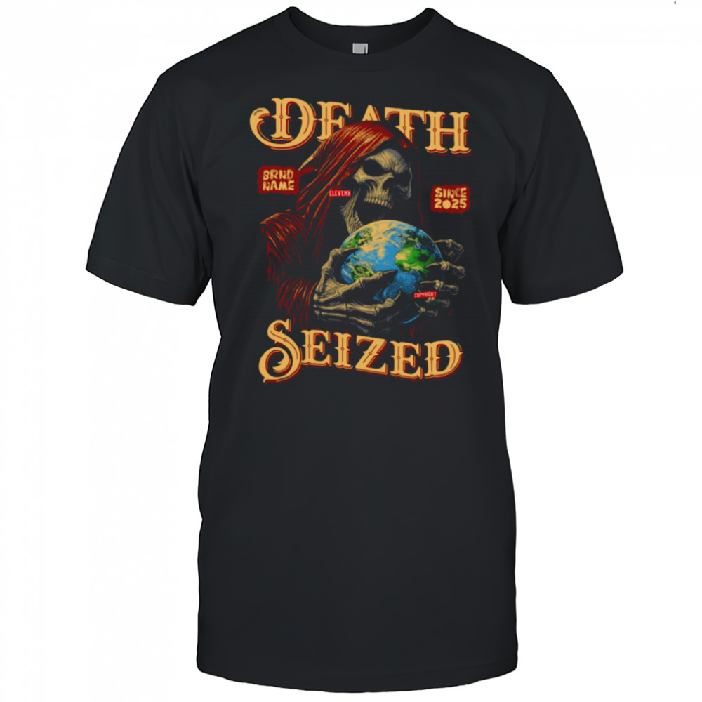 DEATH SEIZED Graphic ELEVENX 2025 Grim Reaper Globe T-shirt