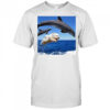 Dog jump with dolphin shirt
