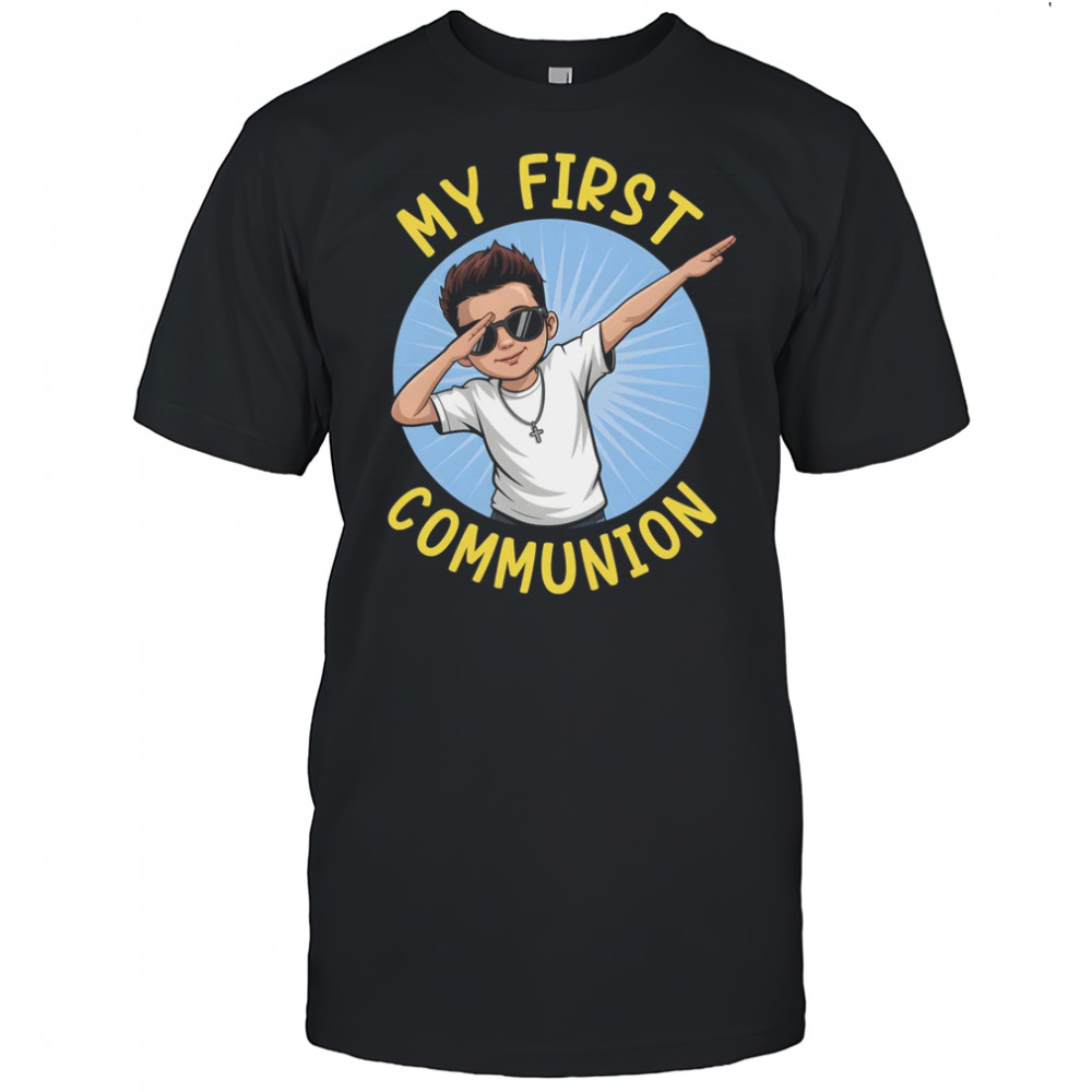 First Communion Boys Dabbing 1st Communion Holy Christian shirt
