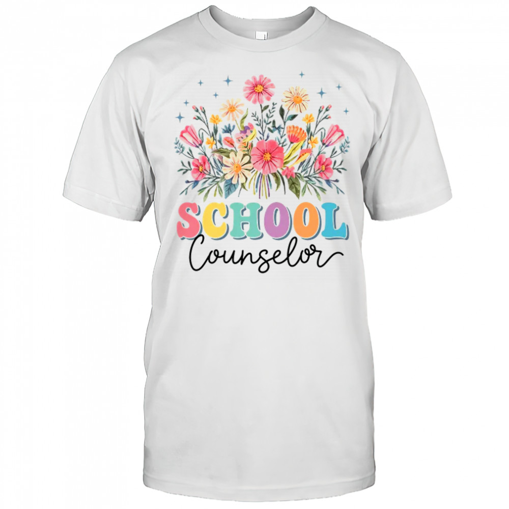 Floral Groovy Wildflower School Counselor Staff Women Retro shirt