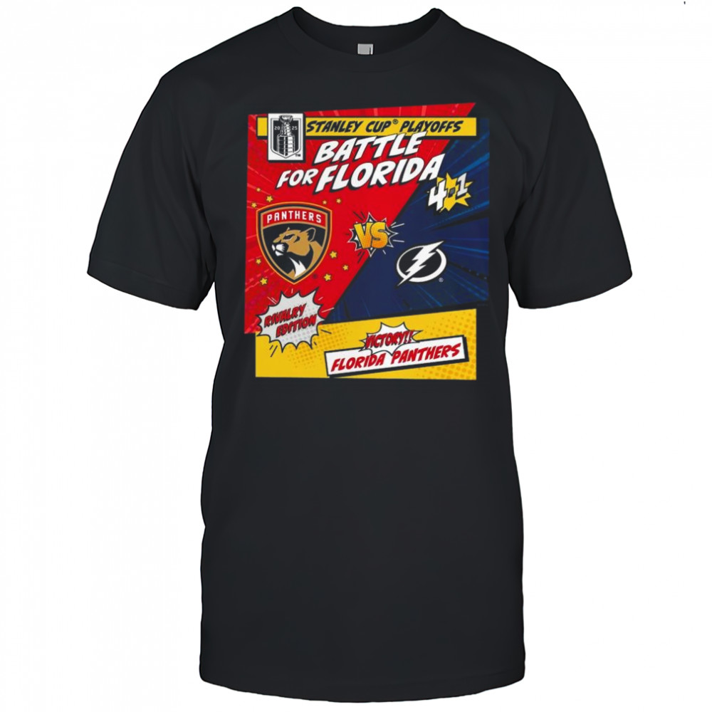 Florida Panthers vs. Tampa Bay Lightning 2025 Stanley Cup Playoffs Rivalry Comic Pop Shirt