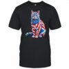 Funny Cute Cat Green Eyes USA Flag 4th Of July Cat Lover shirt