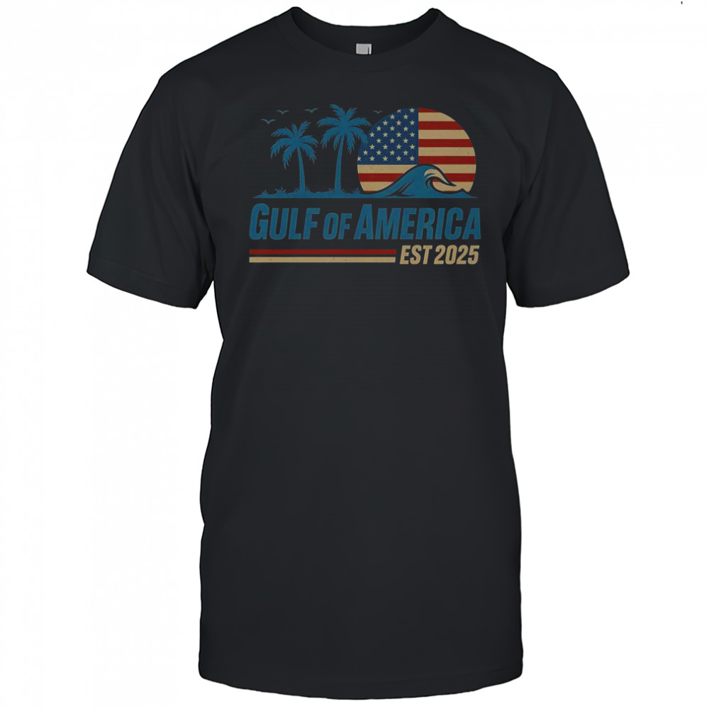 Gulf Of America Est 2025 Retro Vintage Beach Wave T-Shirt