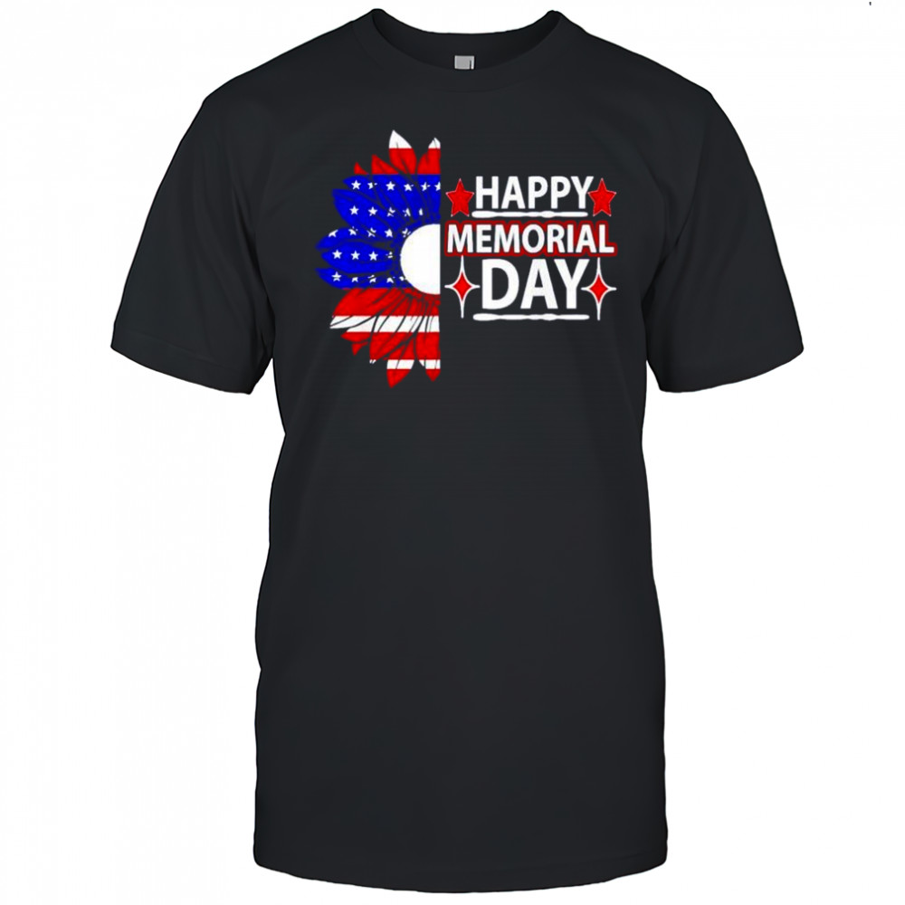 Happy memorial day US flag flower shirt