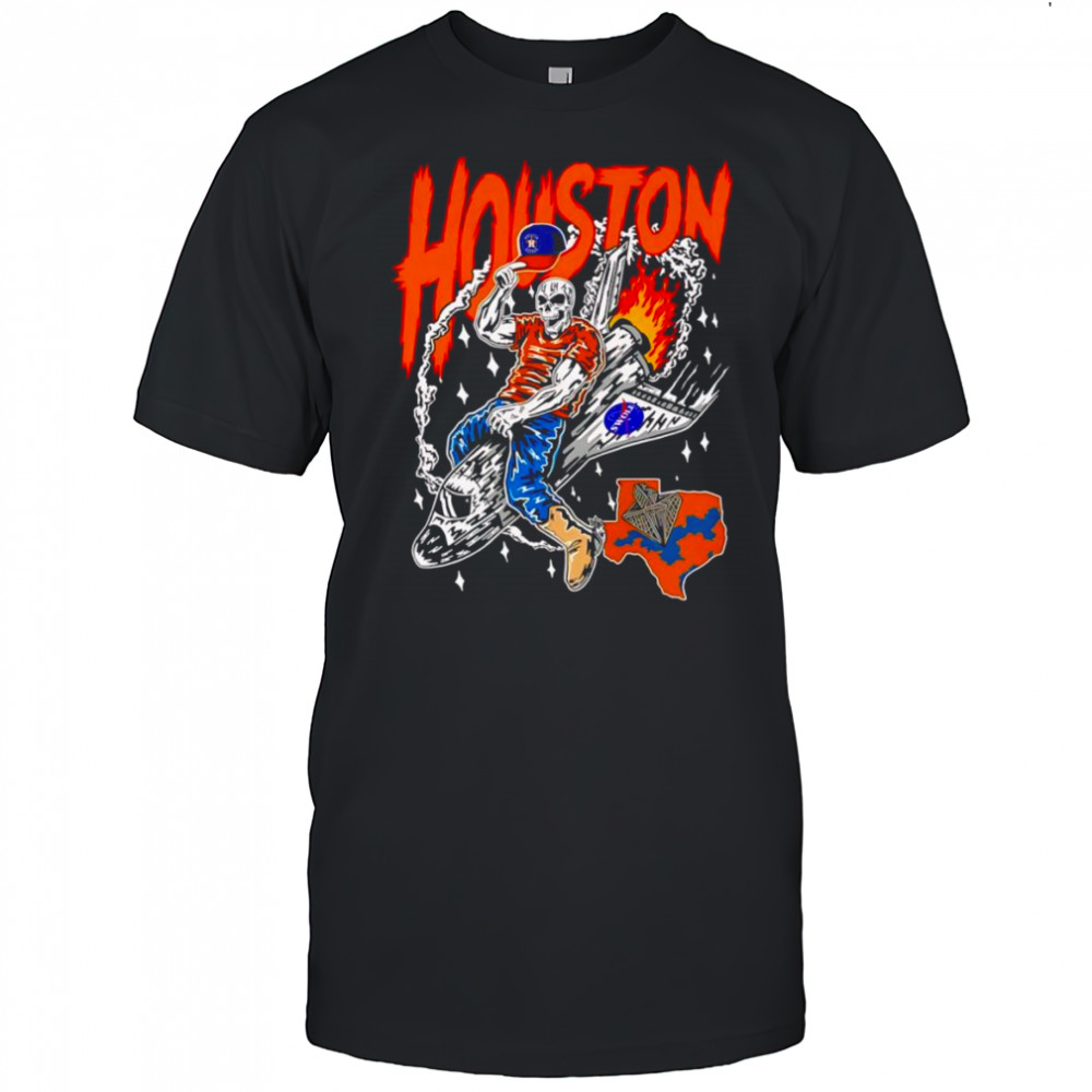 Houston Astros skeleton riding space ship shirt