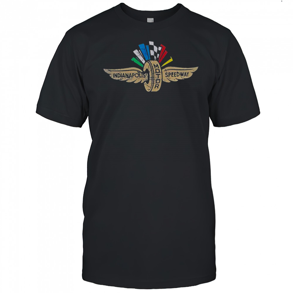 Indianapolis Motor Speedway Wing Wheel Flag Logo T-Shirt