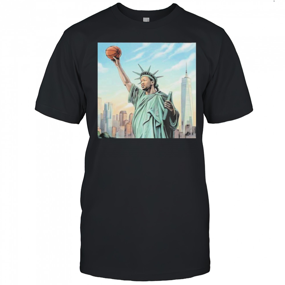 Jalen Brunson New York Knicks Statue Of Liberty Cover Nike Kobe 6 PE’s NBA 2025 T shirts
