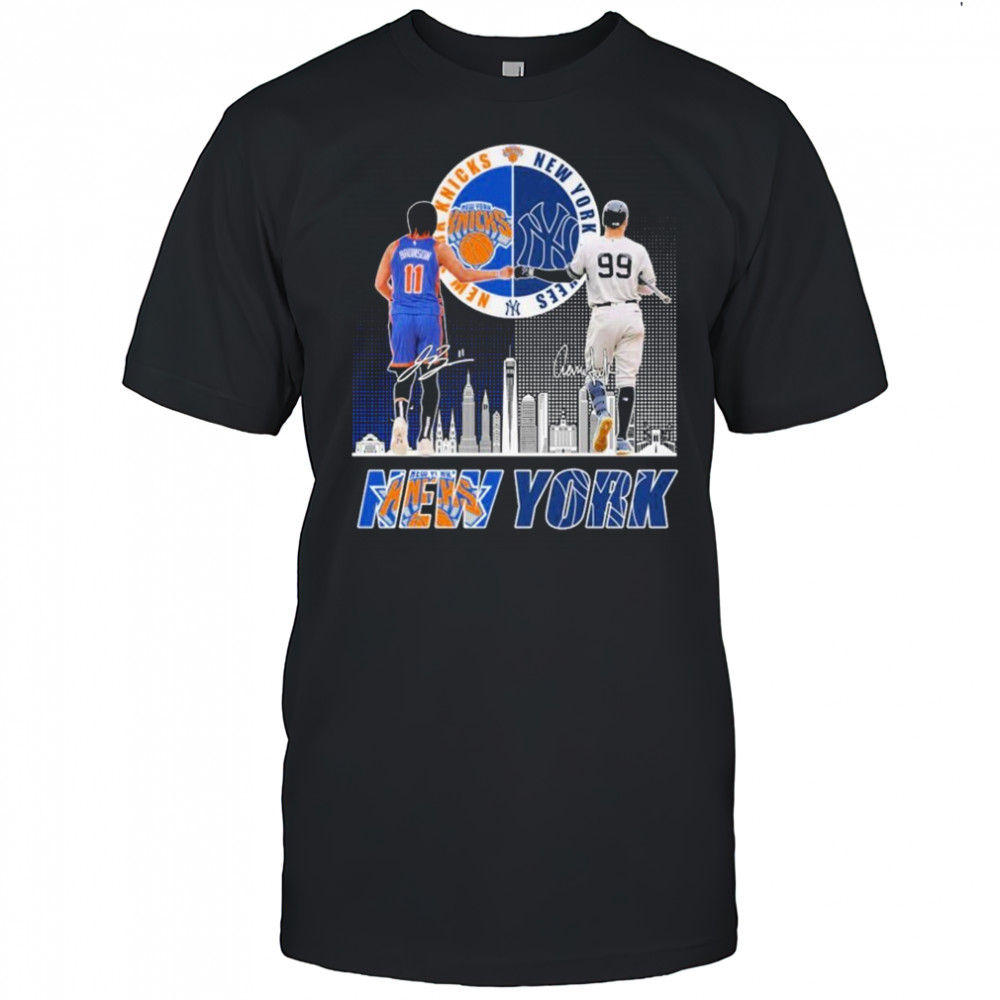 Jalen Brunson X Aaron Judge New York Knicks New York Yankees Signatures T-shirt