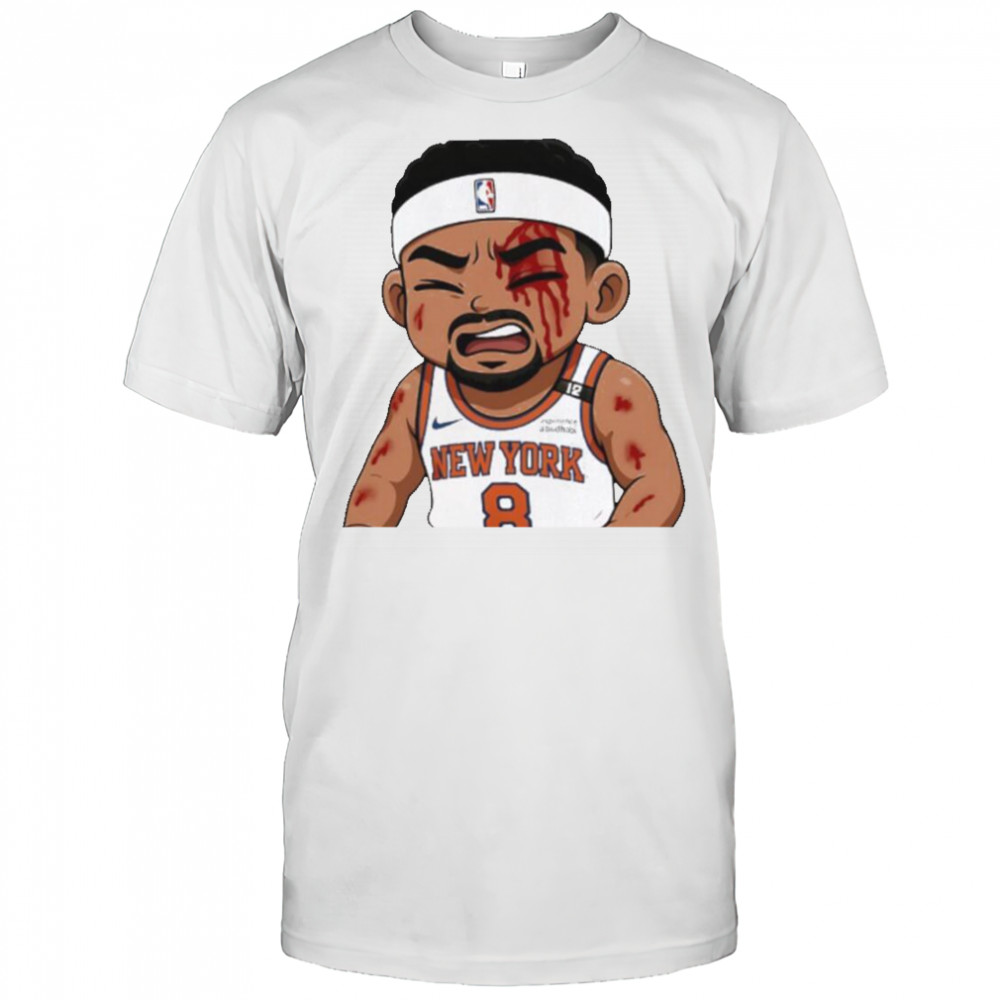 Josh Hart Knicks left bloodied after taking elbow to the face Celtics chibi shirt