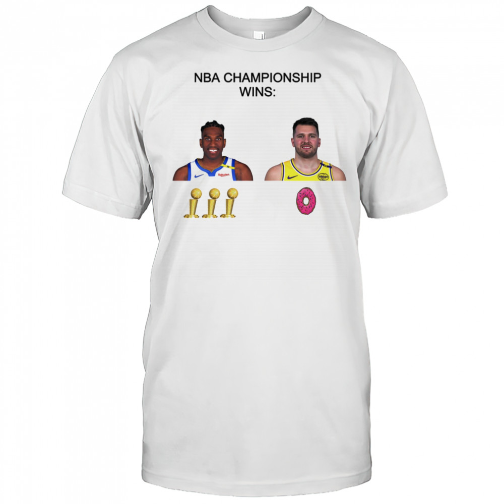 Kevon Looney Warriors x Luka Doncic Lakers NBA Championship wins trophy or donuts cake shirt
