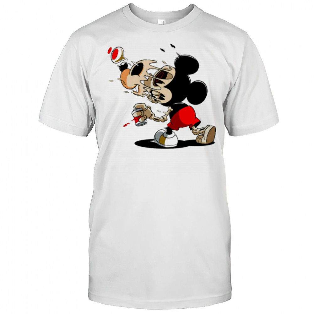 Melting Mickey Mouse Skeleton Street Art Cartoon Graphic shirt
