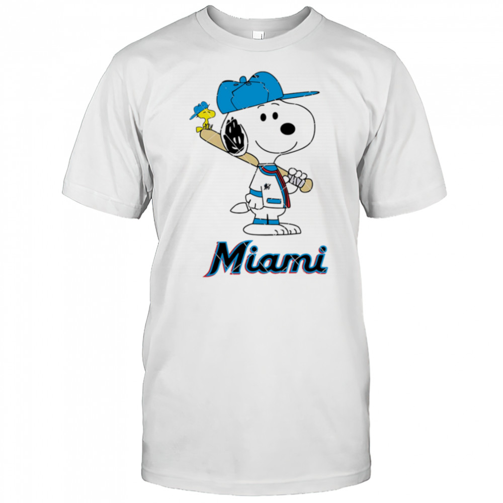 Miami Marlins Snoopy Baseball funny cartoon shirt