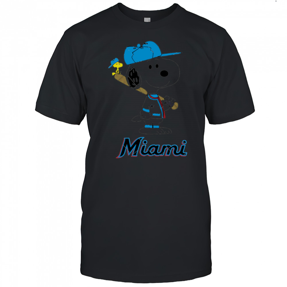 Miami Marlins Snoopy Baseball funny cartoon shirt