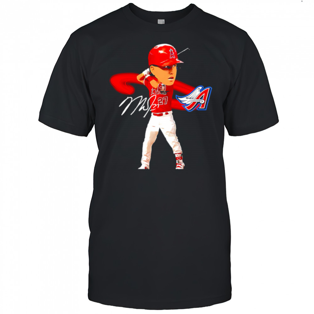 Mike Trout Los Angeles Angels signature cartoon player shirt