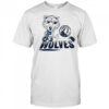 Minnesota Timberwolves Crunch the Wolf riding bike shirt