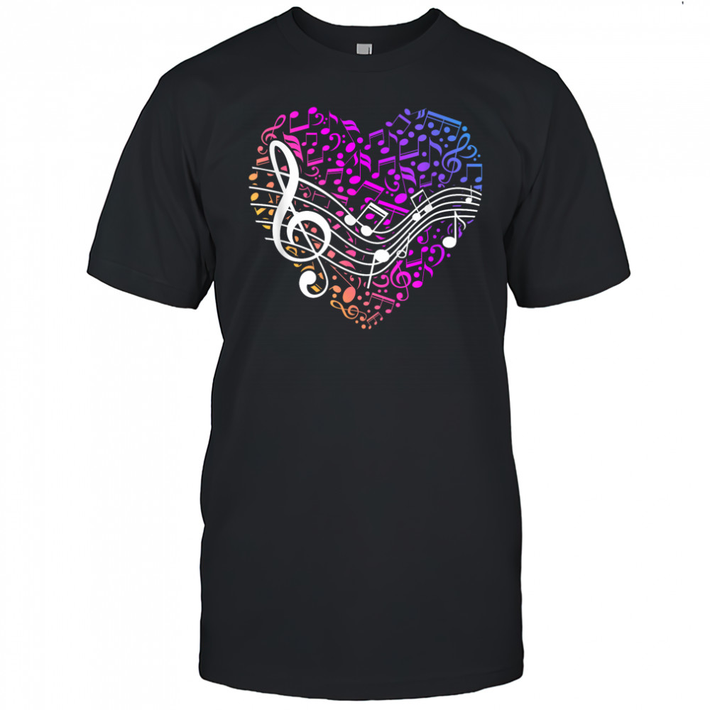 Musical Notes Heart Treble Clef Music T-Shirt