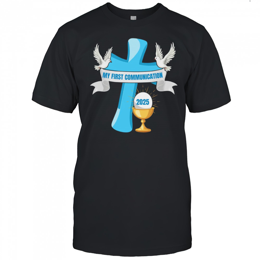 My First Communion 2025 Cross Chalice Eucharist Grandson Boy shirt