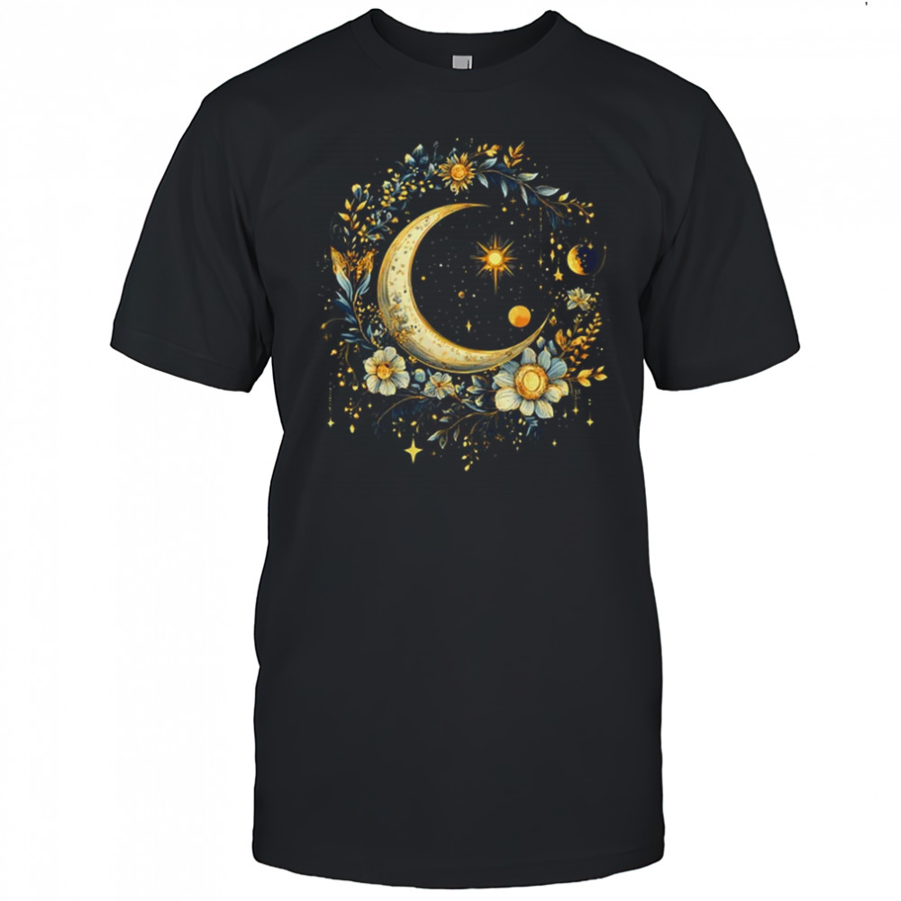 Mystic Sun And Moon Woman Girls Mystical Flowers Aesthetic shirt