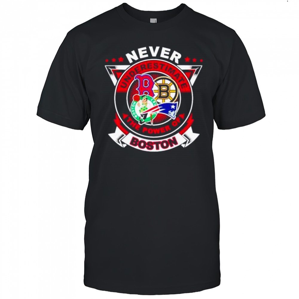 Never underestimate the power of Boston Red Sox Bruins Celtics Patriots shirt