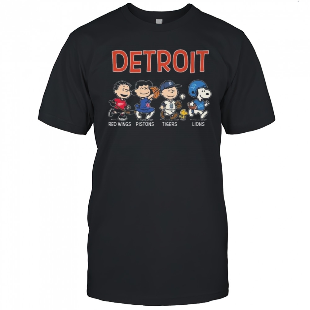 Peanuts Detroit Red Wings x Detroit Pistons x Detroit Tigers x Detroit Lions 2025 Shirt