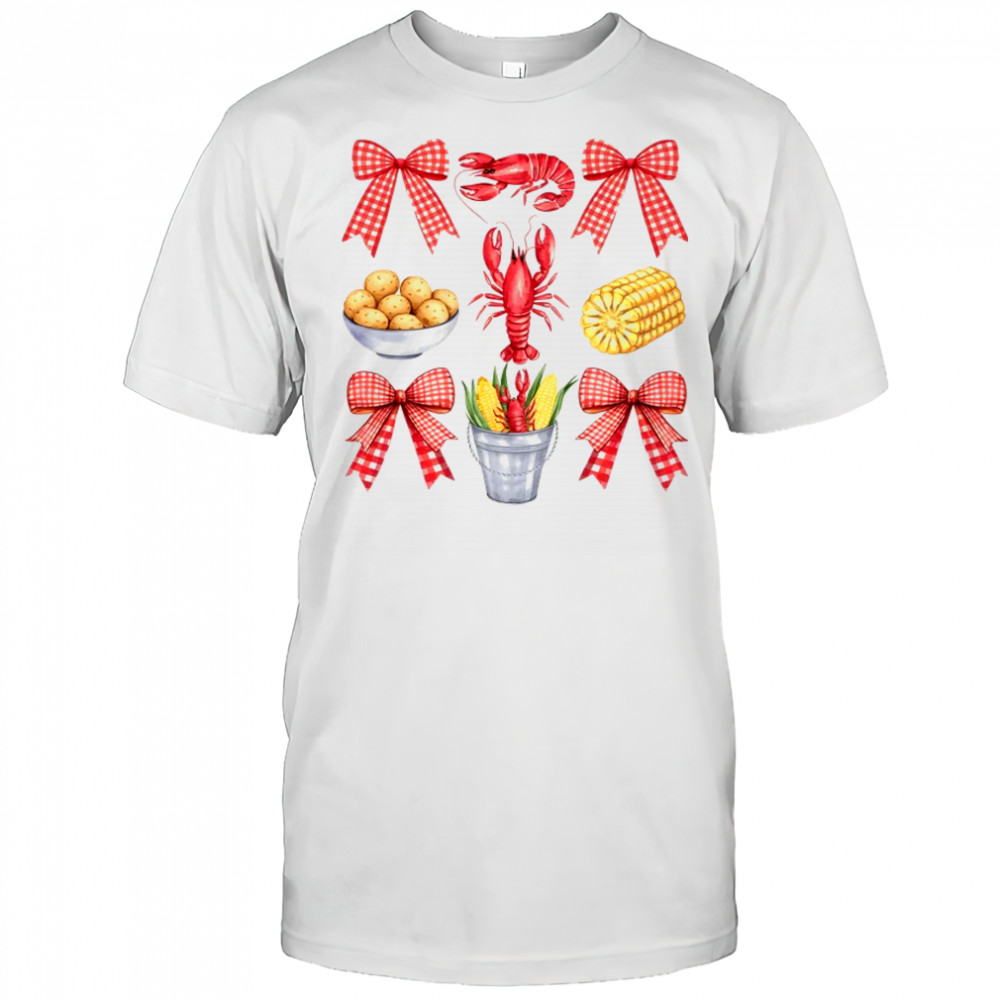 Pink Bow Cute Coquette Crawfish Boil Season Girl Aesthetic shirt