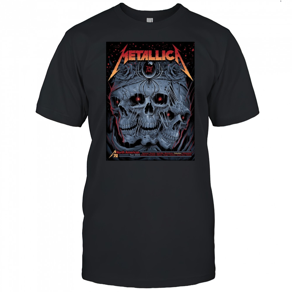 Poster Metallica North American Tour Syracuse Toronto Nashville Blacksburg Columbus Philadelphia 2025 t-shirt