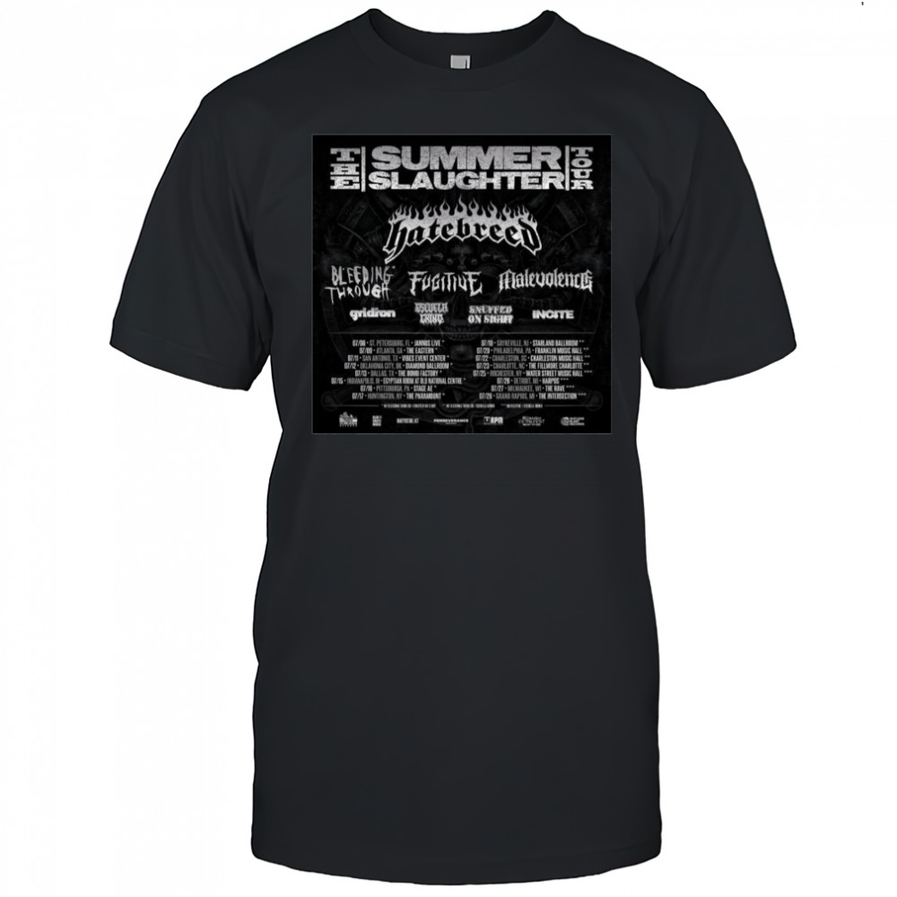 Poster The Summer Slaughter 2025 Hatebreed Bleeding Through Fugitive Malevolence t-shirt