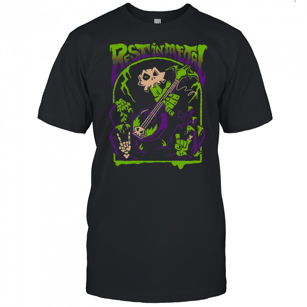 Rest In Metal Skull Zombie Rock And Roll Shredfest T-Shirt