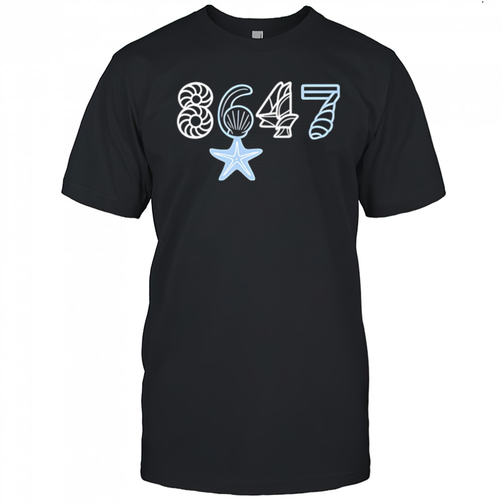 Retro 8647 Starfish Seashells Print shirt