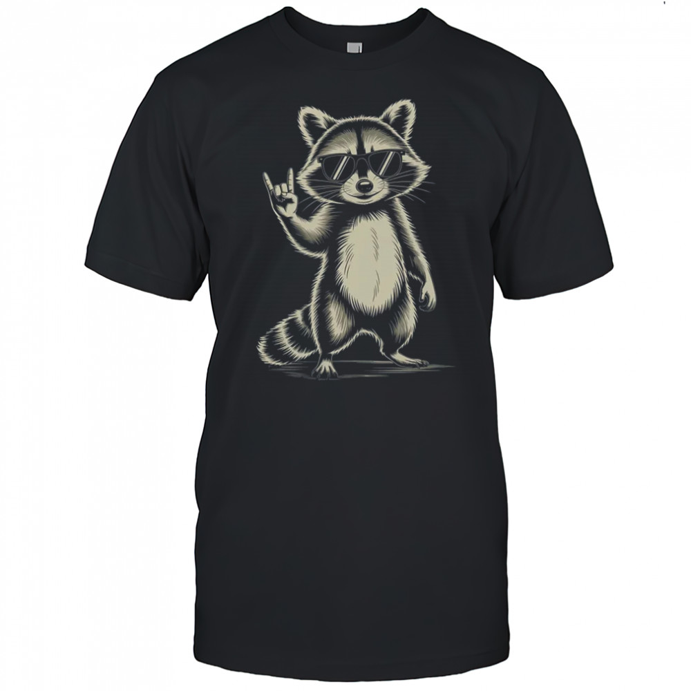 Retro Raccoon Rock Music For Men Women Funny Raccoon shirt