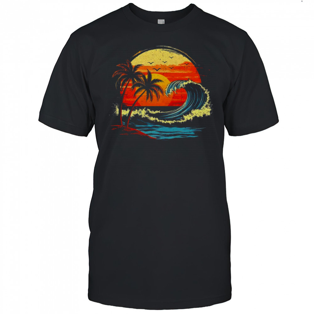 Retro Sunset Tropical Vintage Beach Palm Tree For Men Women shirt