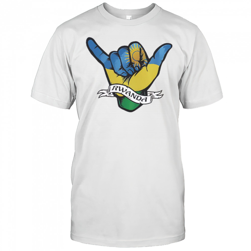 Rwanda Flag Shaka Hand Symbol T-Shirt