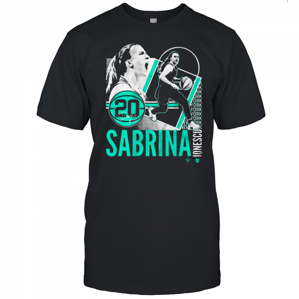 Sabrina Ionescu 20 New York Liberty Basketball Collage Frame Signature t-shirt