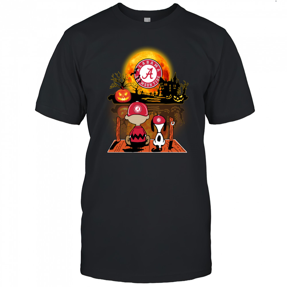 Snoopy and Charlie Brown Pumpkin Alabama Crimson Tide Halloween Moon